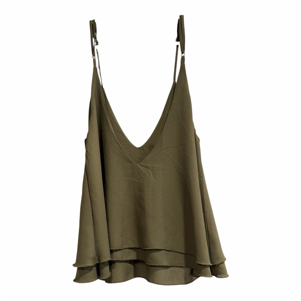 Tobi Olive V-Neck Silk-Feel Cami. Hardly Used - Picture 3 of 5
